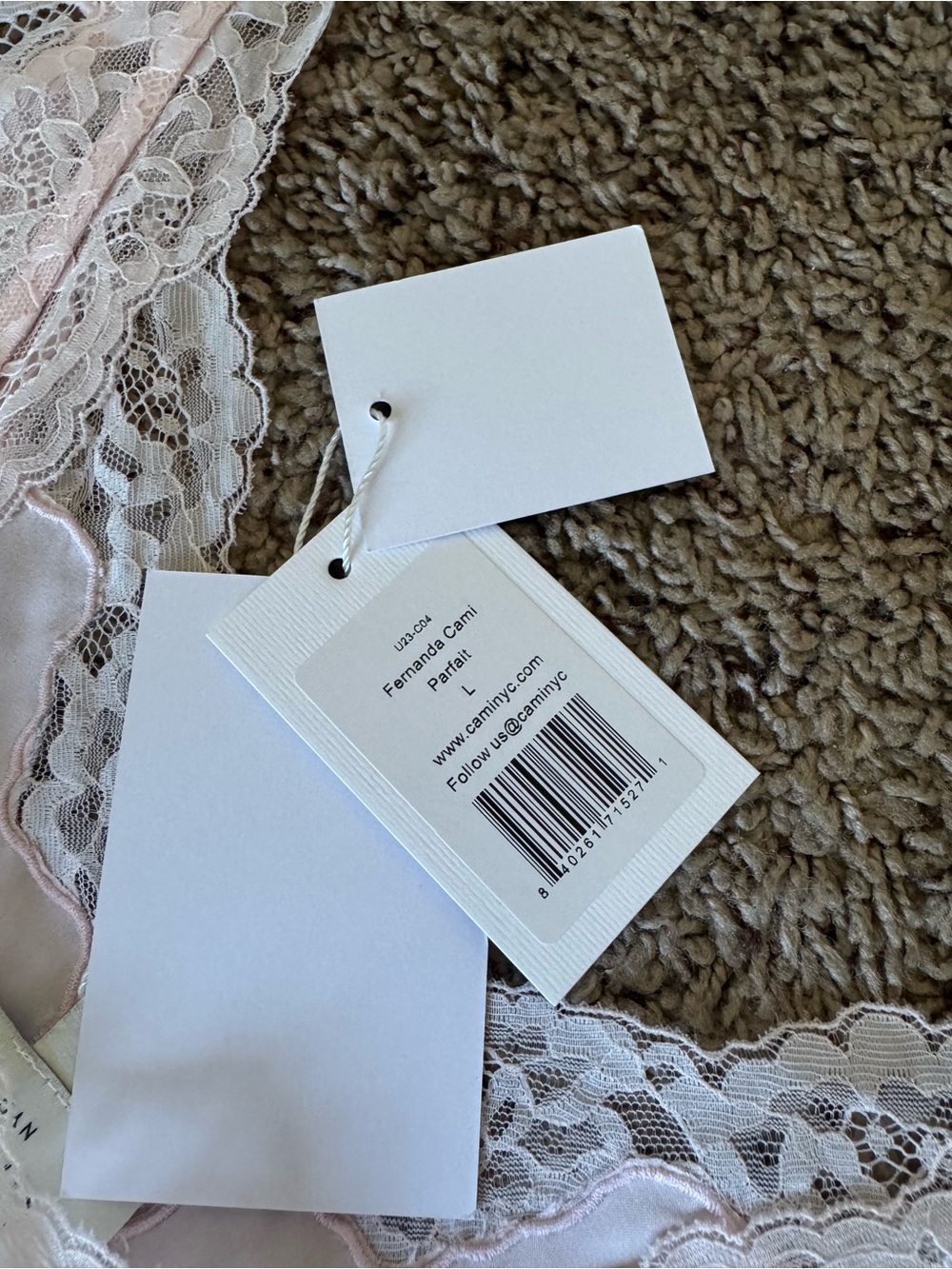 NWT Cami NYC Fernanda Lace Trim Silk Charmeuse Tank - Parfait/light pink - Large - Picture 10 of 11